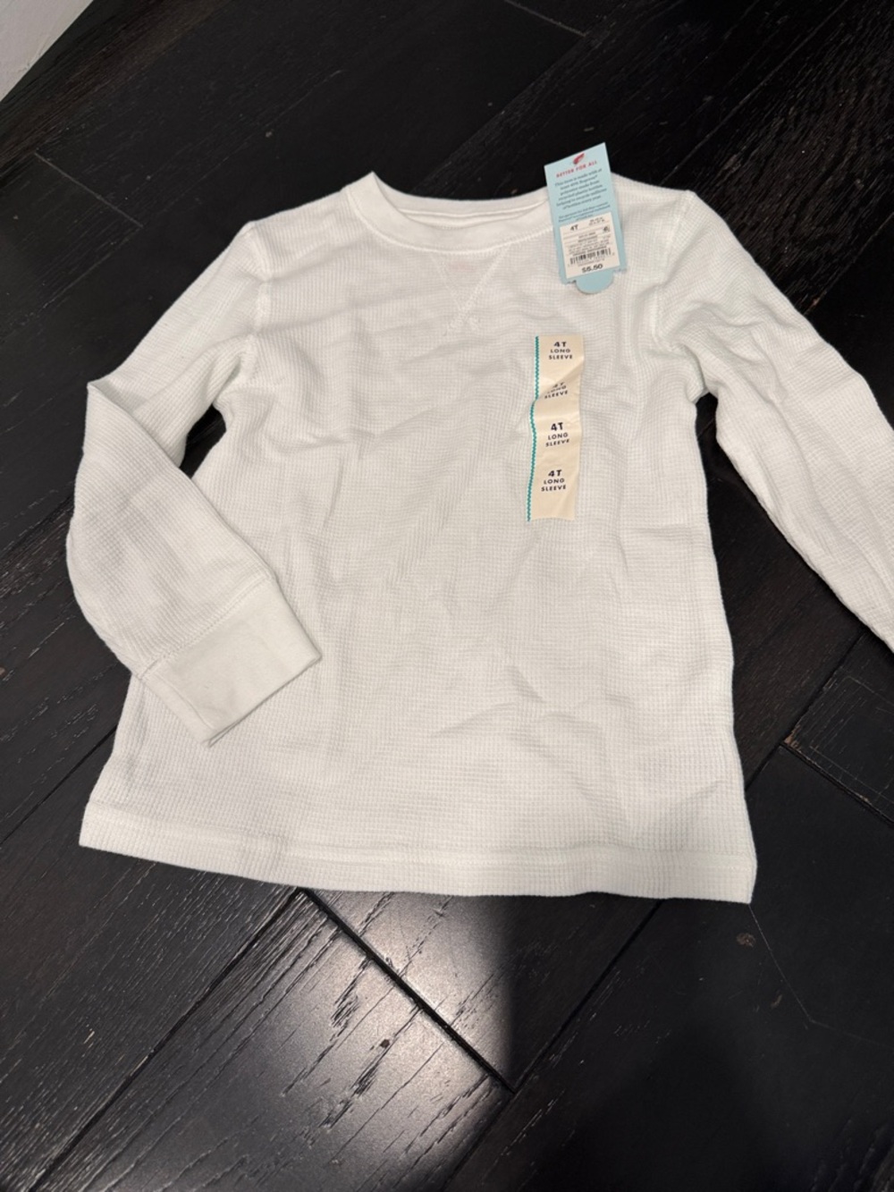 Cat & Jack White Waffle-Knit Long Sleeve Tee